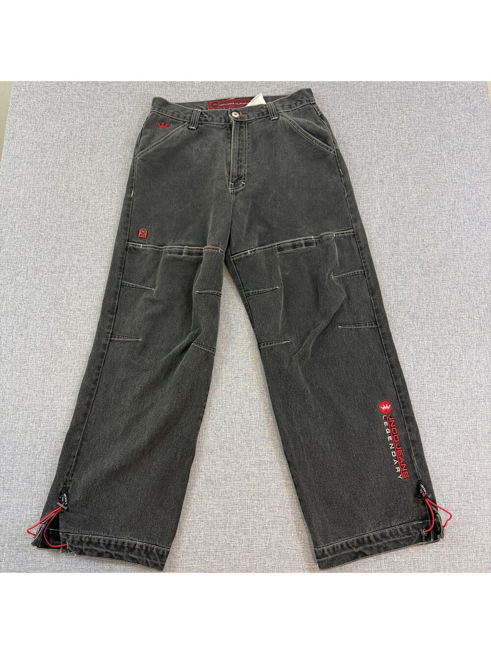 VTG JNCO Jeans Legendary Black Carpenter Pants (31x30) Mesh Front/Back Pockets